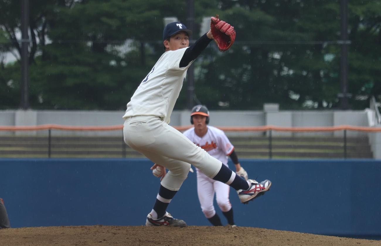 東洋大対拓大　東洋大先発の最速154キロ左腕・細野晴希投手（撮影・阿部泰斉）