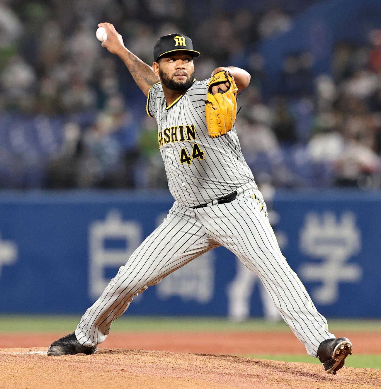 ヤクルト対阪神　7回裏ヤクルト1死、阪神3番手で登板するアルカンタラ（撮影・加藤哉）
