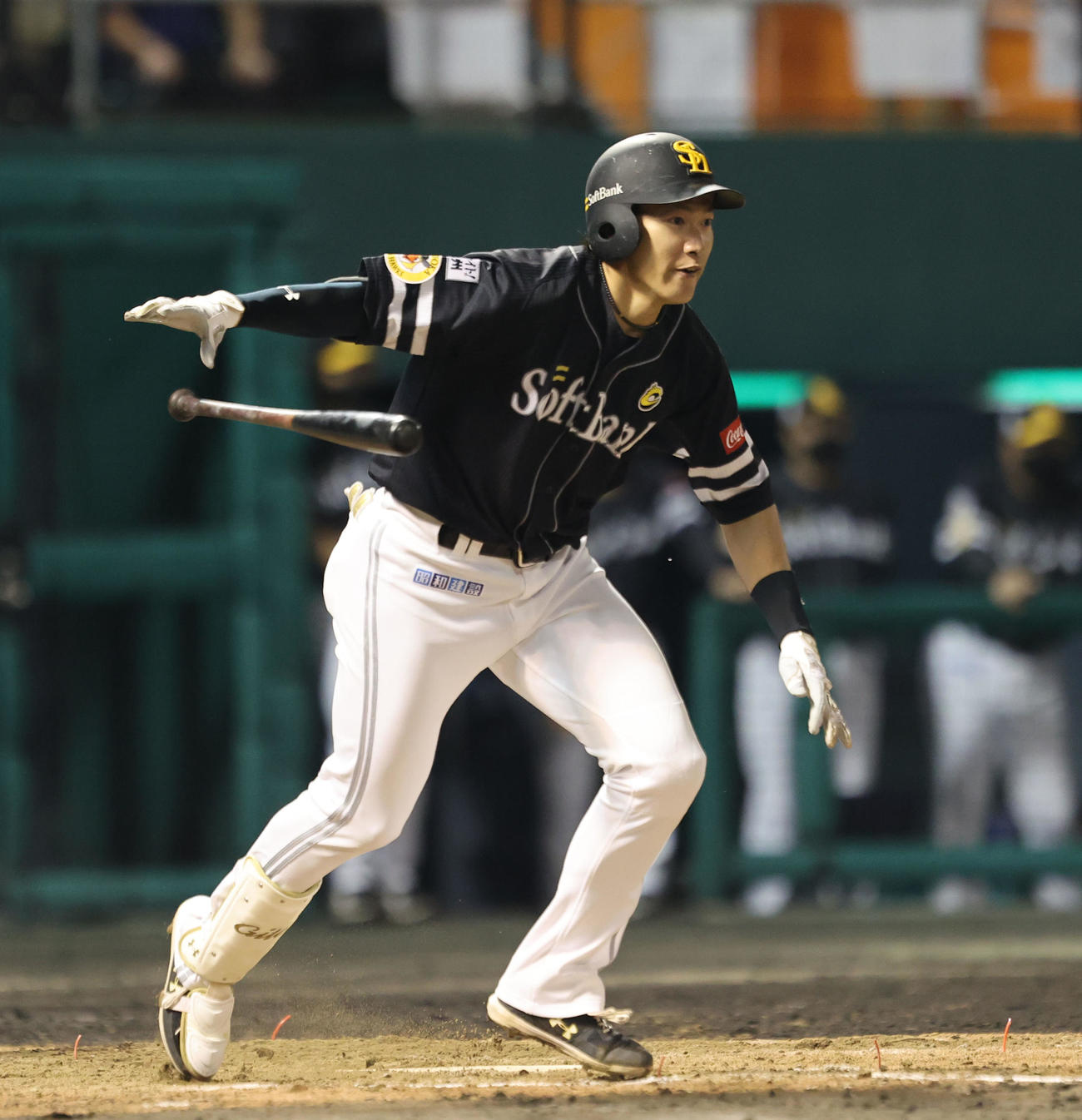 西武対ソフトバンク　9回表ソフトバンク無死一、二塁、柳田は右前同点適時打を放つ（撮影・梅根麻紀）