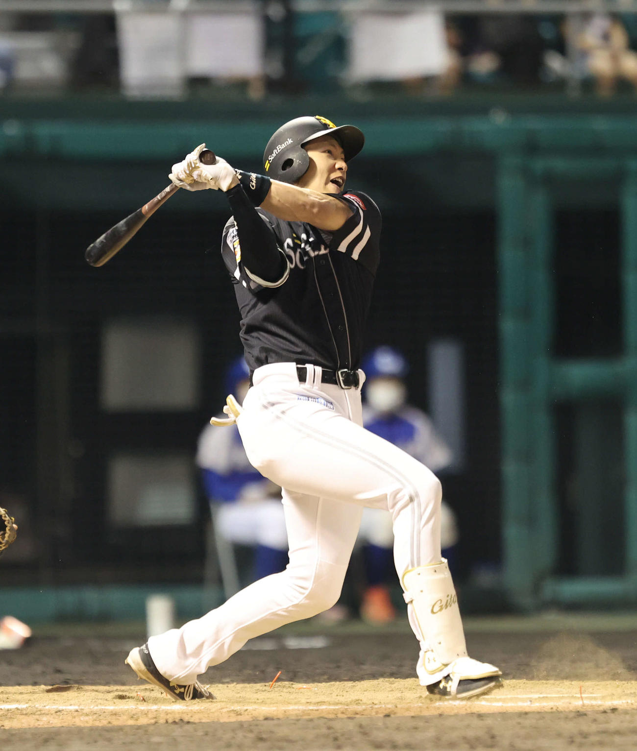 西武対ソフトバンク　7回表ソフトバンク1死二塁、柳田悠岐は中前に勝ち越し適時打を放つ（撮影・梅根麻紀）
