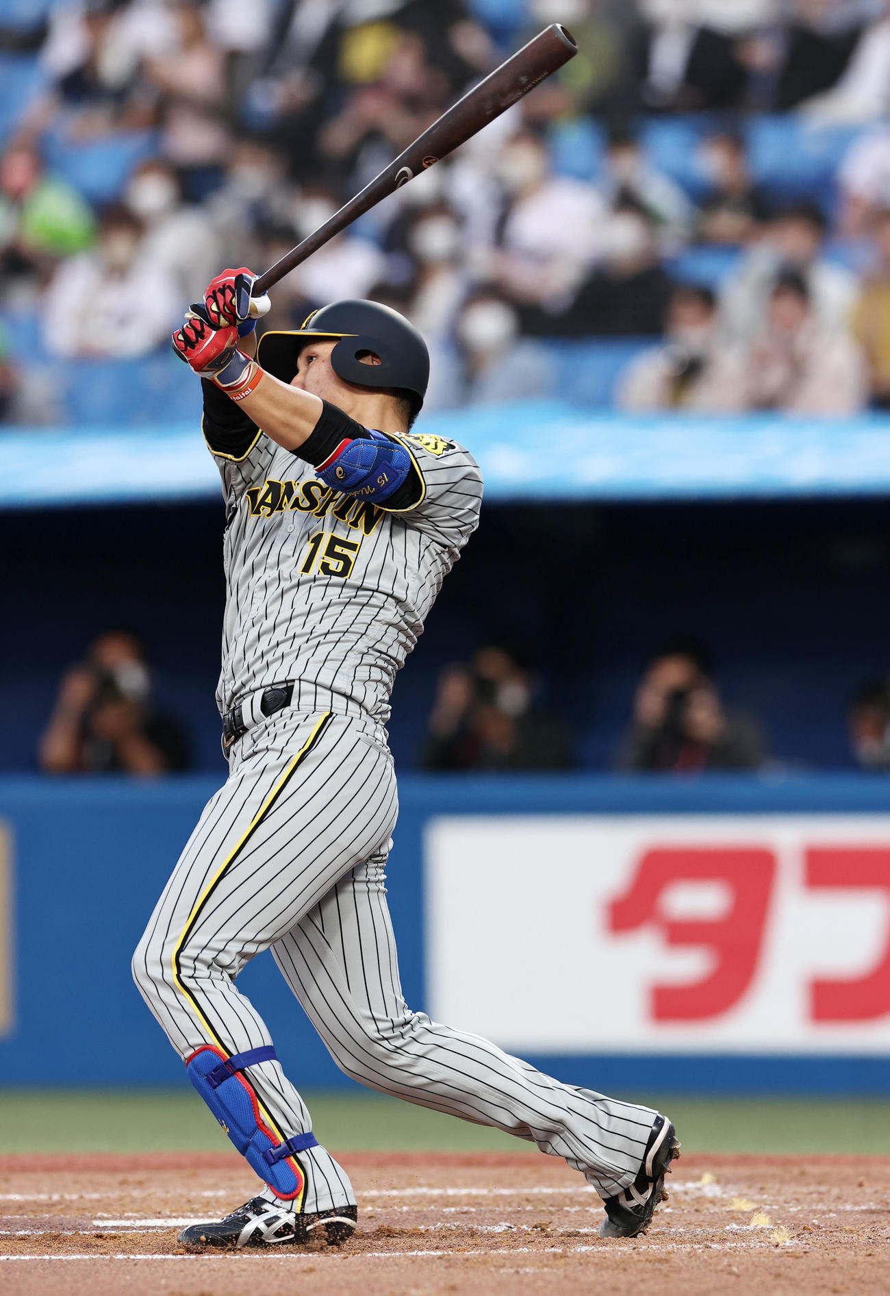 ヤクルト対阪神　2回表阪神2死一塁、西純は左越え2点本塁打を放つ（撮影・加藤哉）