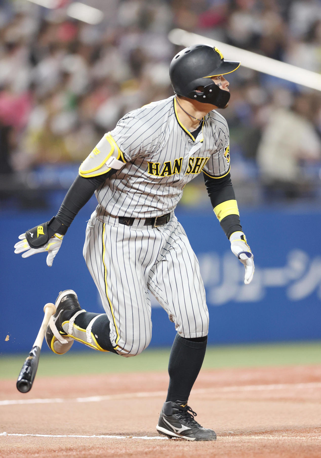 ヤクルト対阪神　6回表阪神無死、ソロ本塁打を放つ佐藤輝（撮影・狩俣裕三）