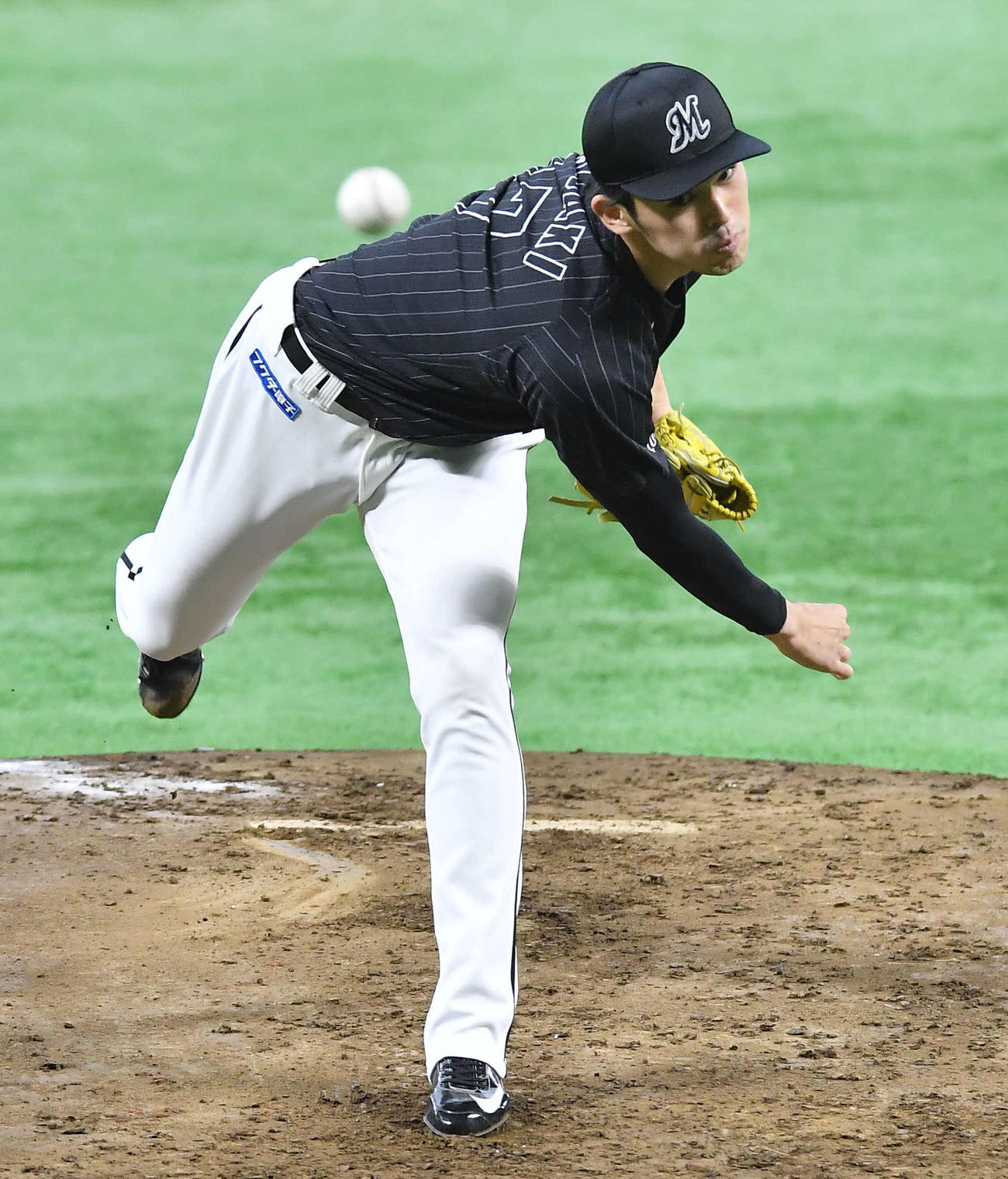 ソフトバンク対ロッテ　ロッテ先発の佐々木朗（撮影・岩下翔太）