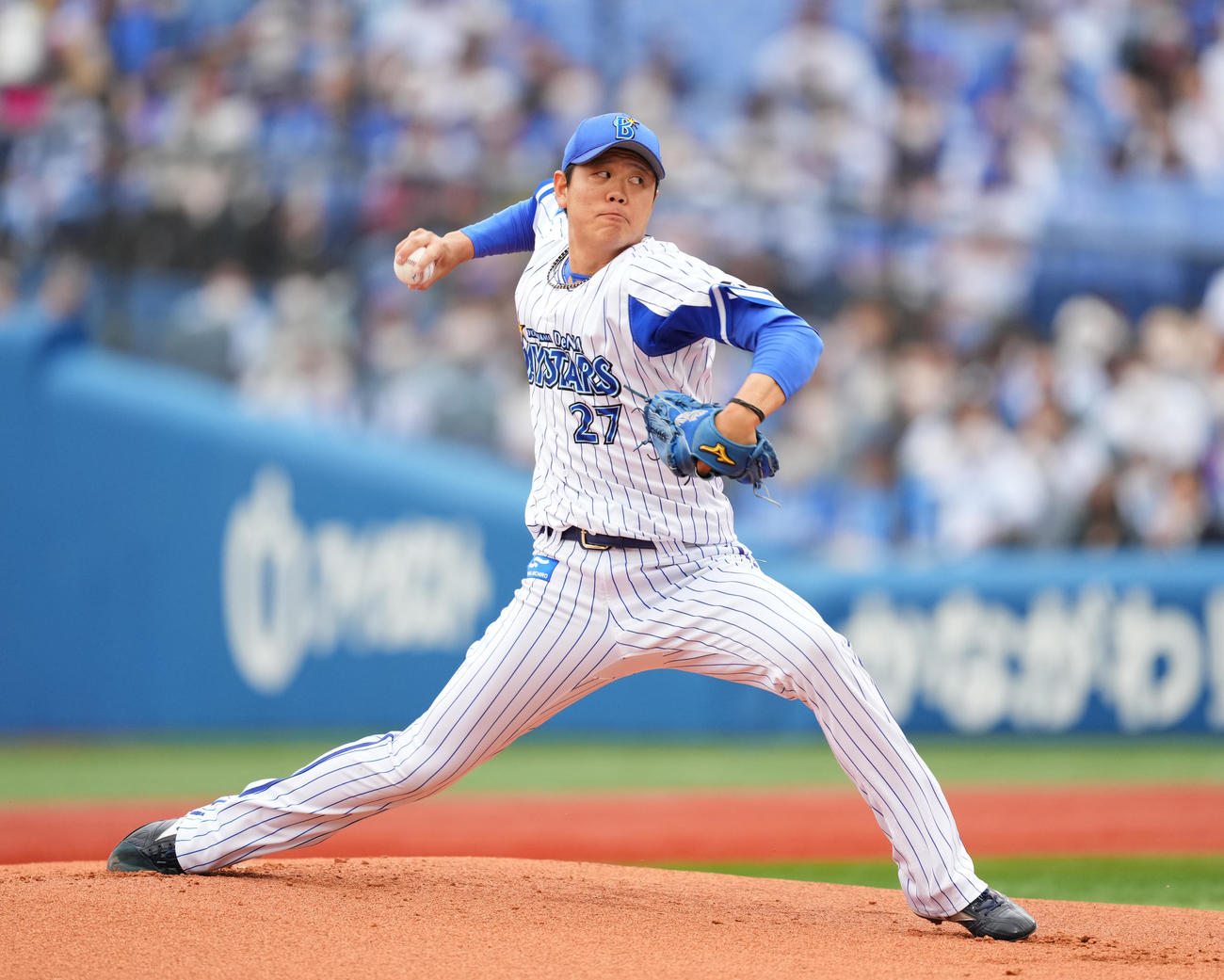DeNA対ヤクルト　DeNA先発の上茶谷（撮影・菅敏）