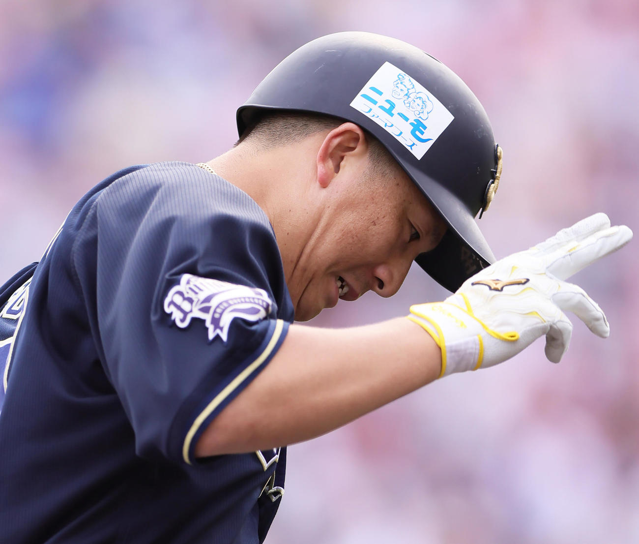 楽天対オリックス　4回表オリックス無死、左中間への本塁打を放つ杉本（撮影・足立雅史）
