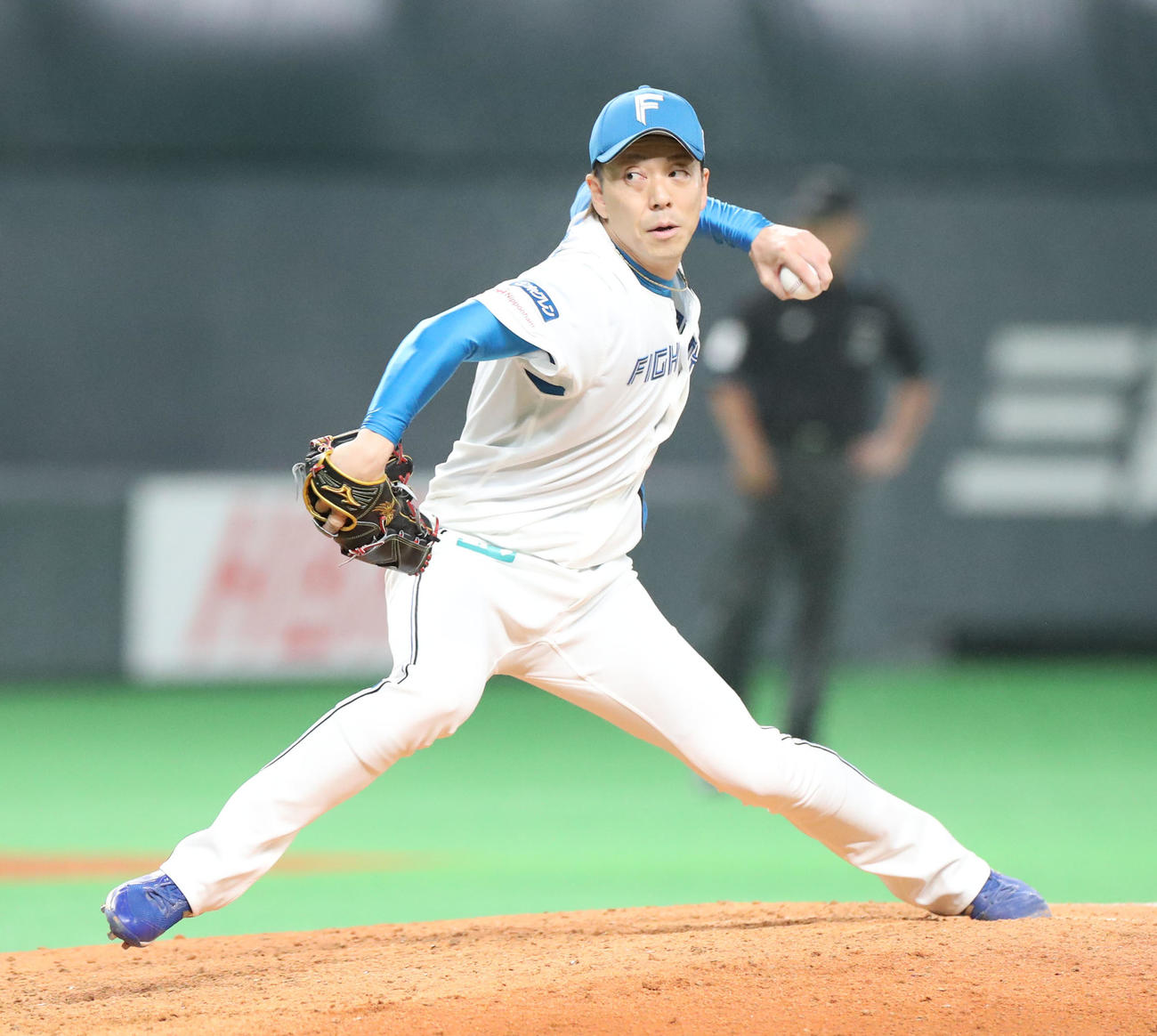 日本ハム対西武　日本ハム4番目の宮西（撮影・佐藤翔太）