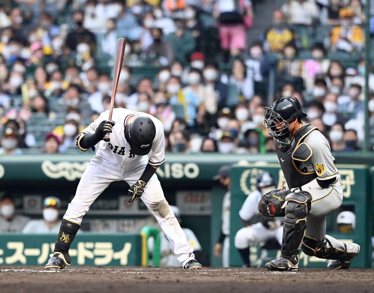 巨人対阪神　9回表巨人無死一、二塁、スリーバント失敗で三振に倒れる吉川（撮影・たえ見朱実）