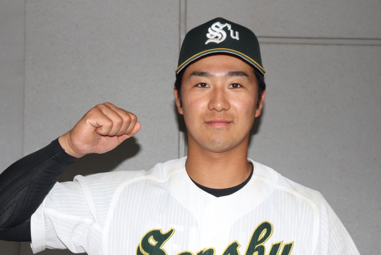 専大対拓大　2季連続で打率4割オーバーの成績を残した南保良太郎外野手（撮影・阿部泰斉）