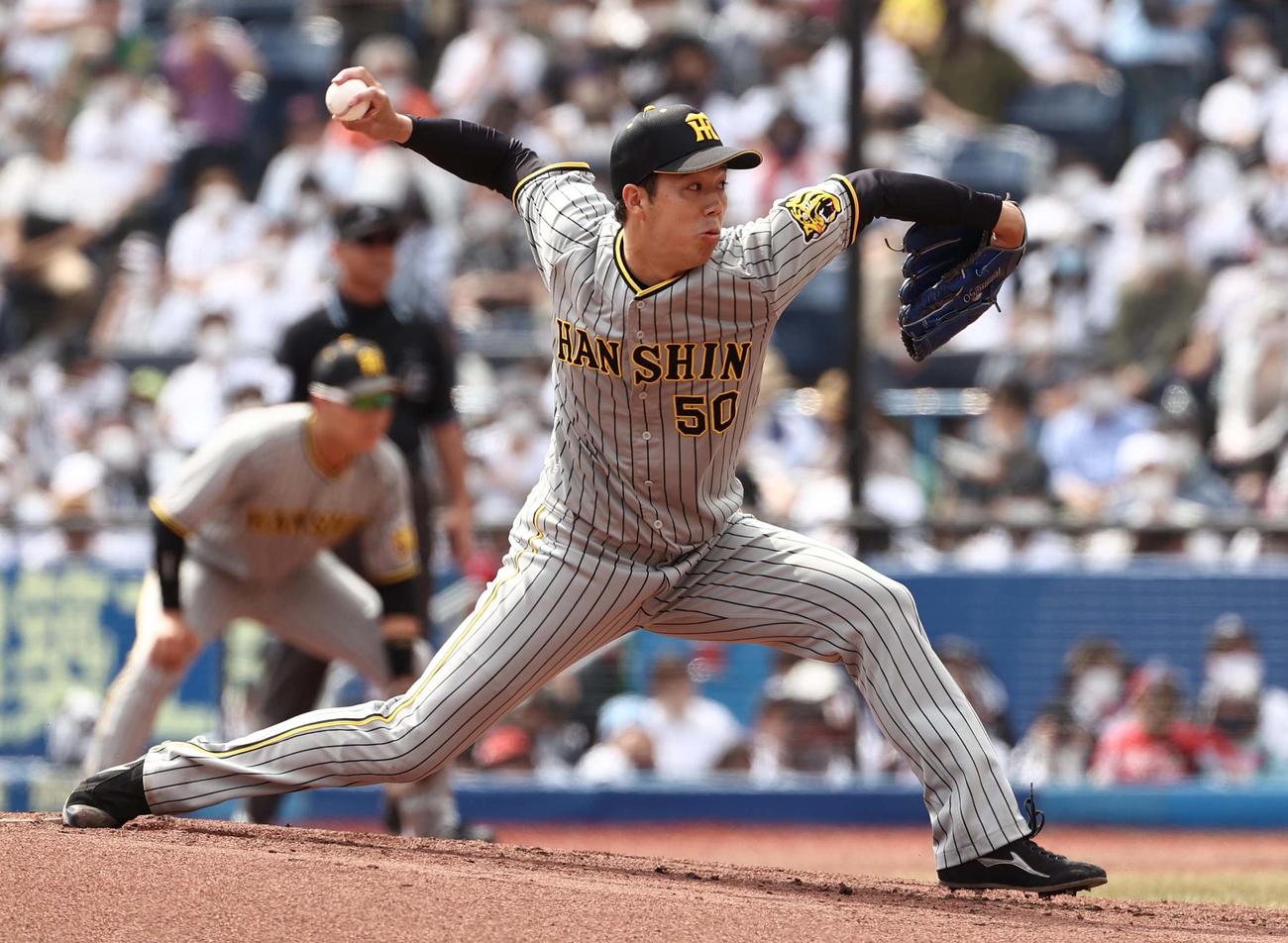 ロッテ対阪神　阪神先発の青柳（撮影・上田博志）