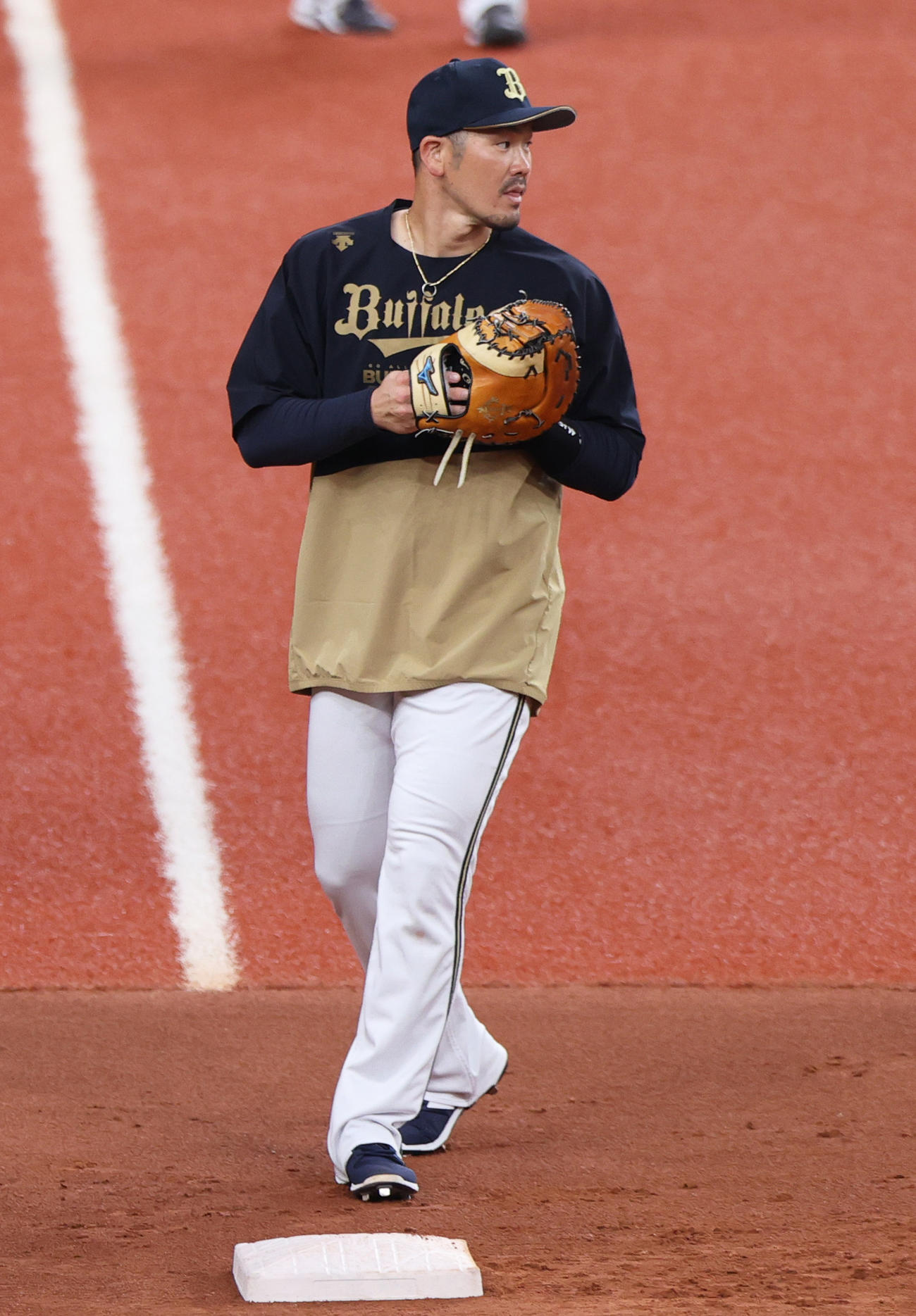 オリックス対中日　1軍に合流し、守備練習するオリックスT－岡田（撮影・上山淳一）