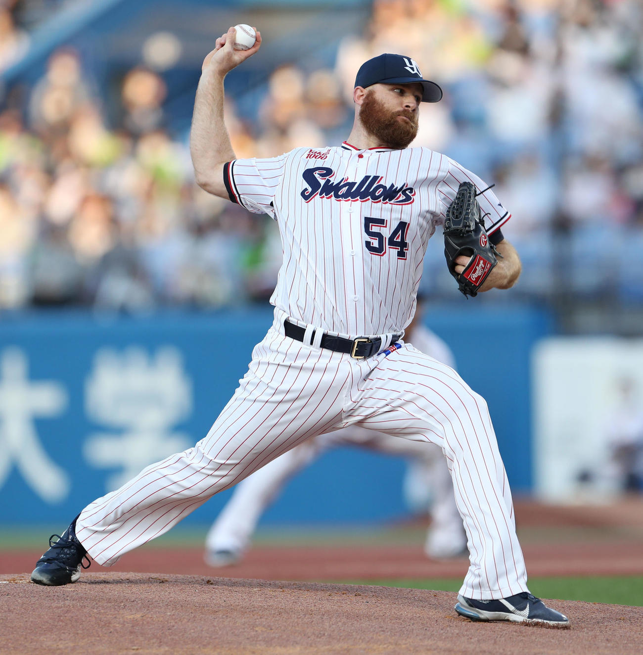 ヤクルト対日本ハム　力投するヤクルト先発のサイスニード（2022年5月24日撮影）