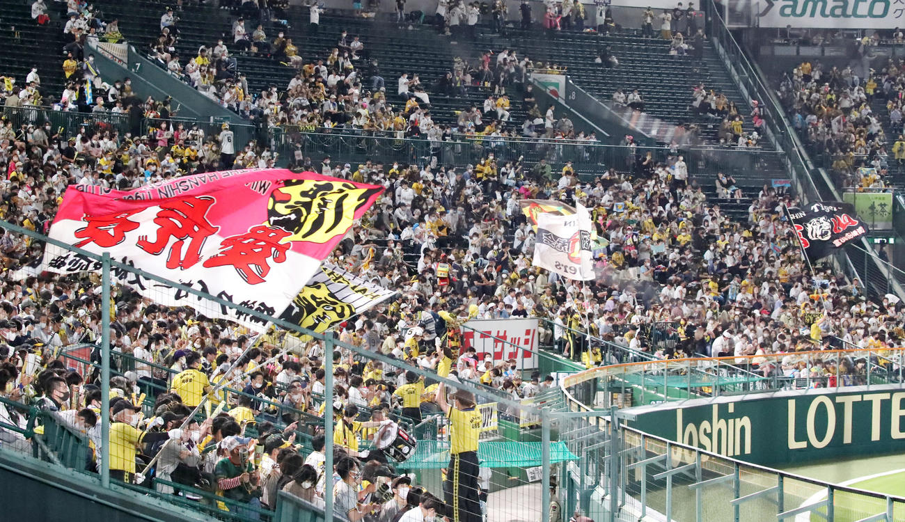 阪神対西武　7回裏、応援する阪神ファン（撮影・加藤哉）
