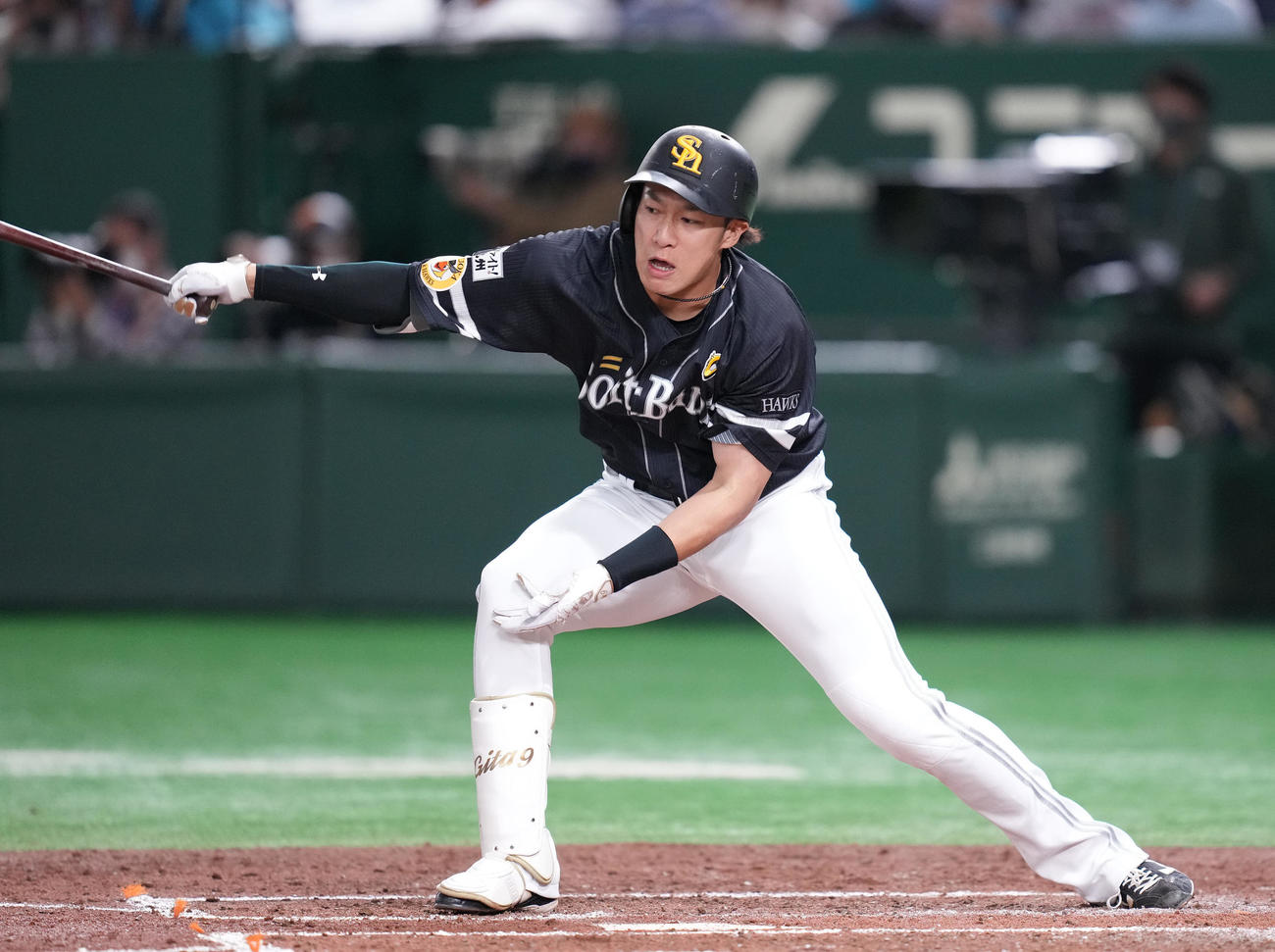 巨人対ソフトバンク　3回表ソフトバンク無死一、三塁、空振り三振に倒れる柳田（撮影・鈴木みどり）