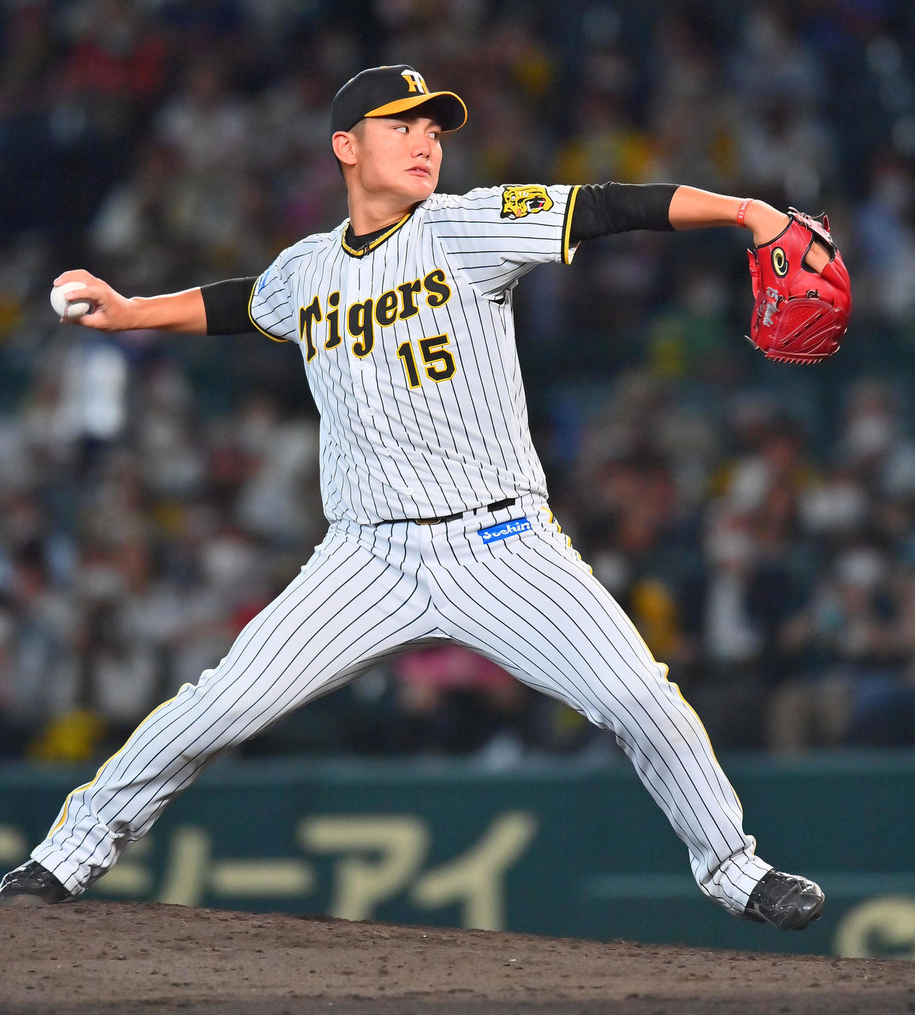 阪神対西武　力投する阪神先発の西純（撮影・和賀正仁）