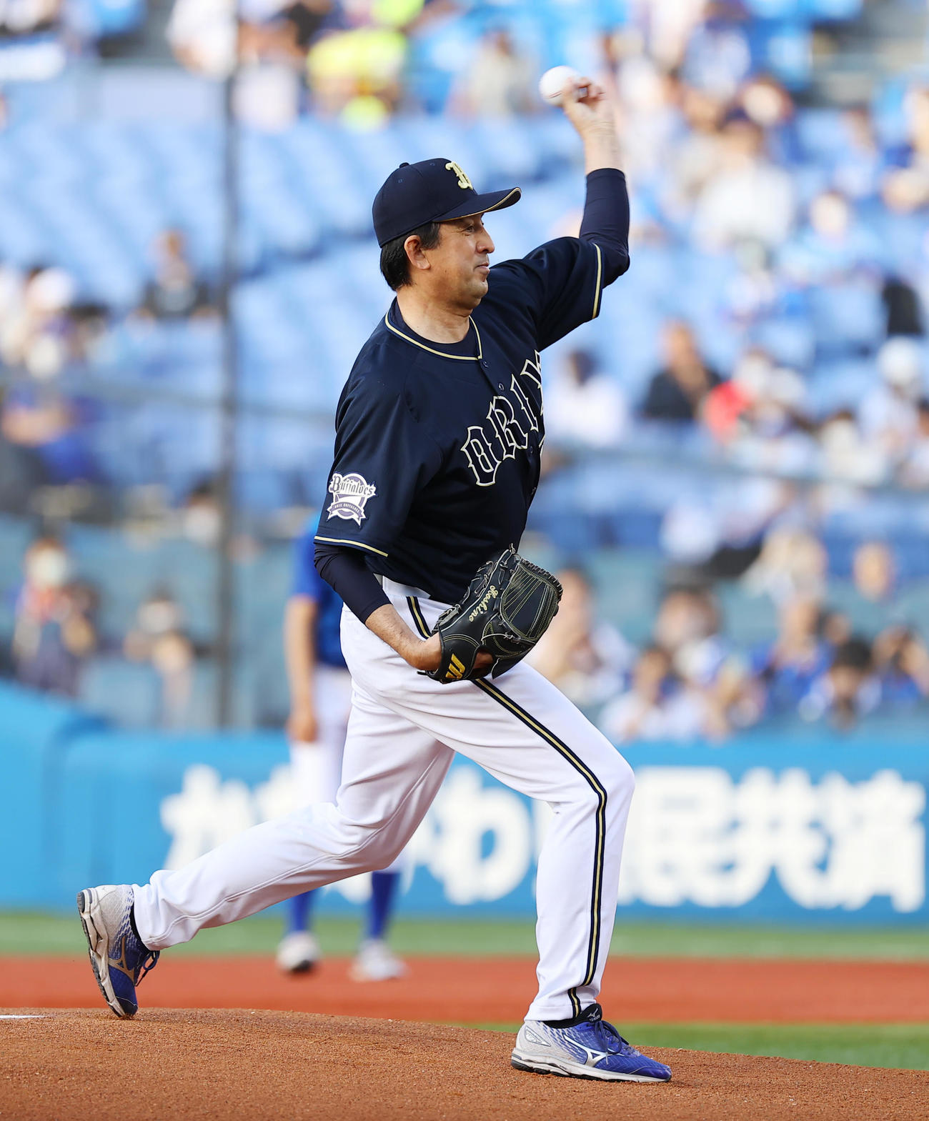 DeNA対オリックス　OB1打席対決でDeNA鈴木打撃コーチと対決する星野氏（撮影・垰建太）