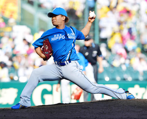 阪神対日本ハム　日本ハム3番手の福田（撮影・前岡正明）