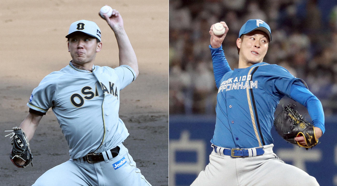 阪神伊藤将司（左）、日本ハム吉田輝星