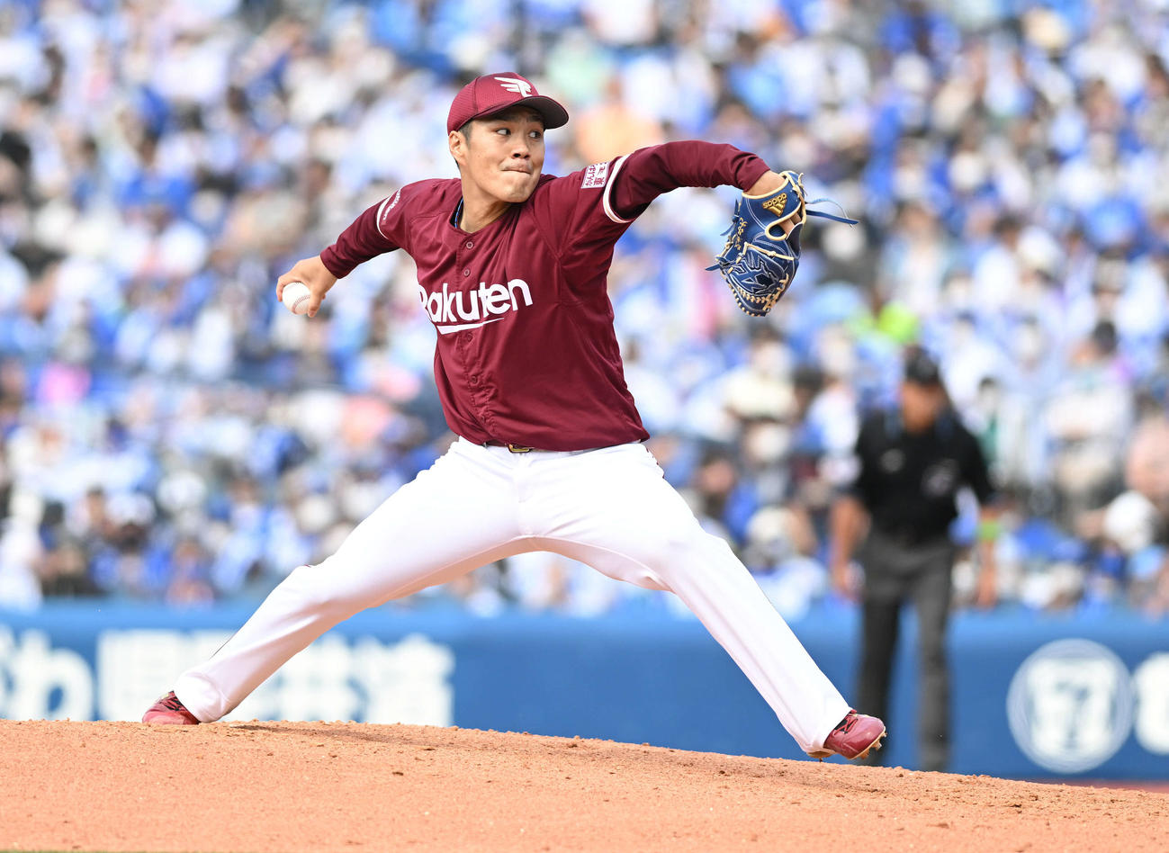 DeNA対楽天　楽天先発の則本（撮影・滝沢徹郎）