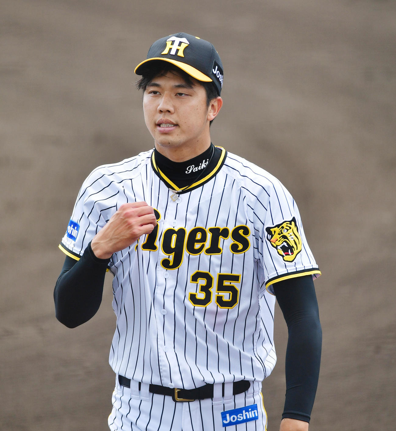 ウエスタン・リーグ阪神対オリックス　オリックス打線を5回無失点に抑えた阪神先発の才木（撮影・前岡正明）