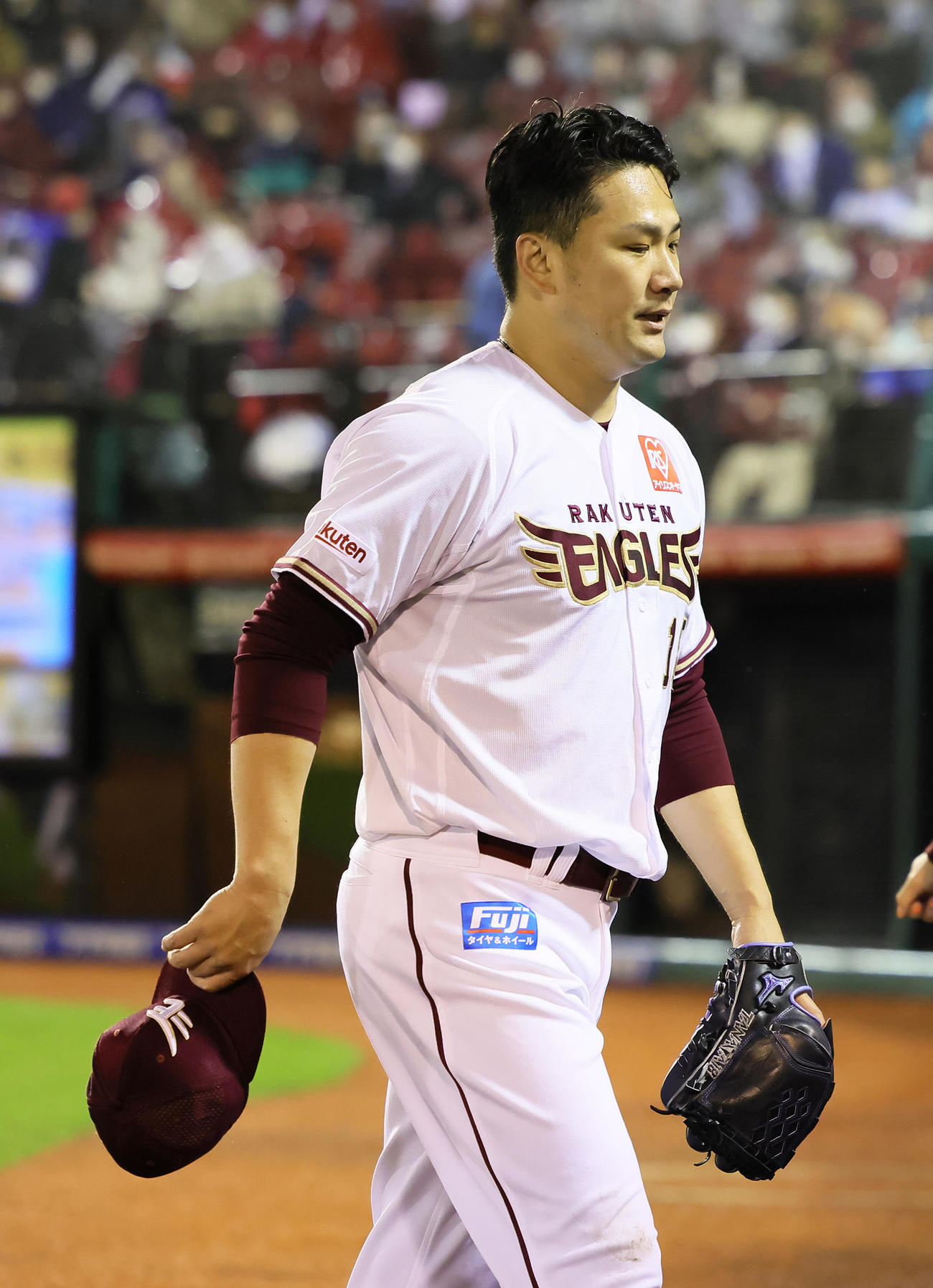 楽天対広島　8回3失点の楽天田中将（撮影・足立雅史）