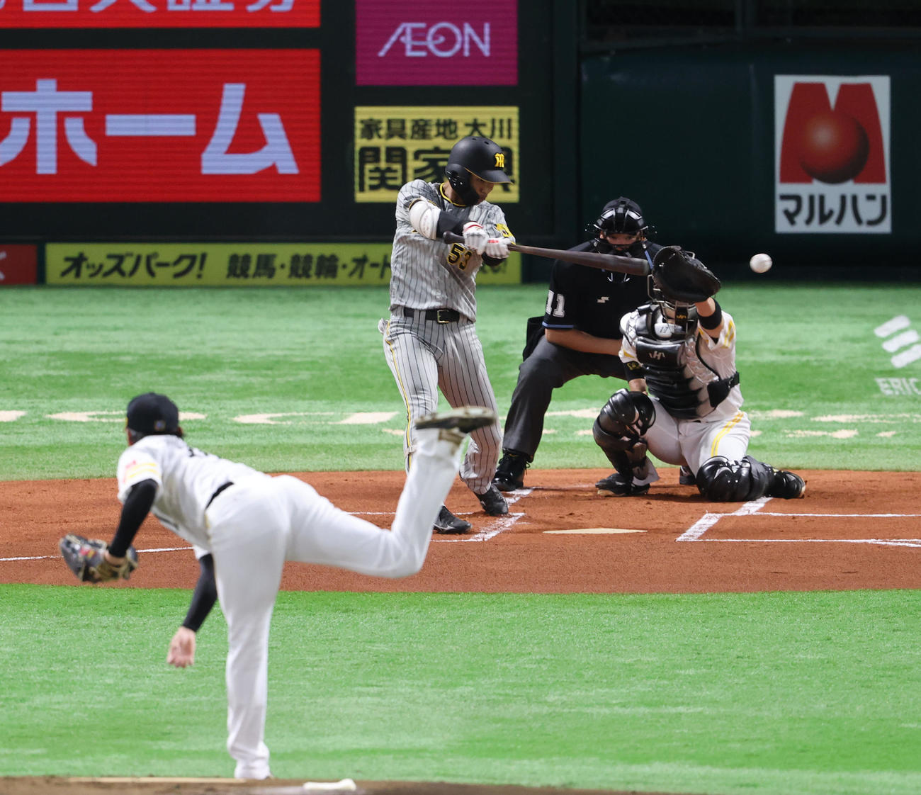 ソフトバンク対阪神　1回表阪神無死、島田海吏は左前安打を放つ（撮影・梅根麻紀）