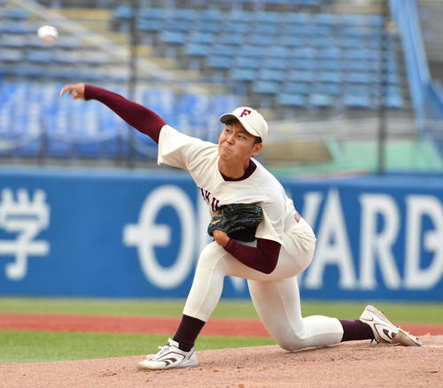 上武大対福岡大　先発した福岡大・木下（撮影・柴田隆二）