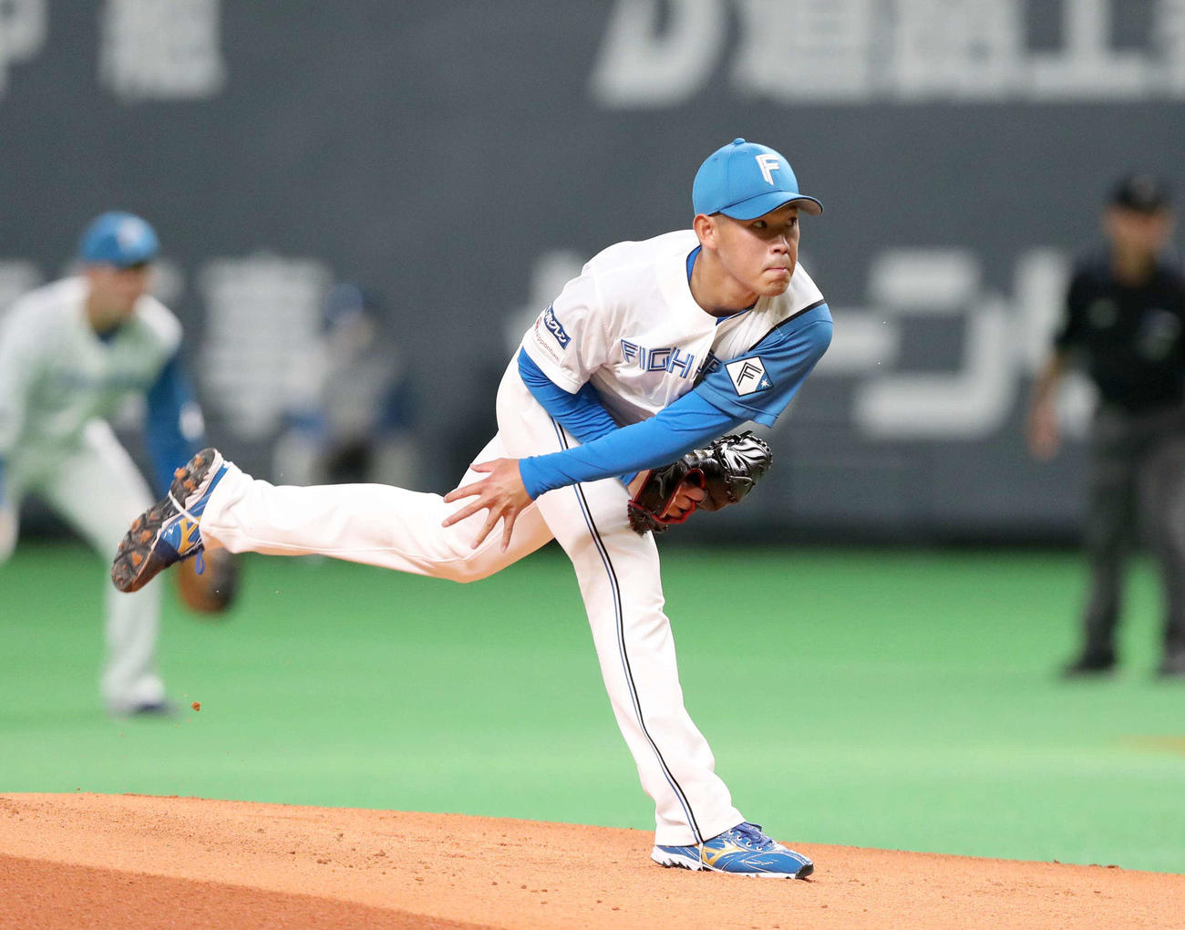 日本ハム対DeNA　日本ハム先発の根本（撮影・黒川智章）