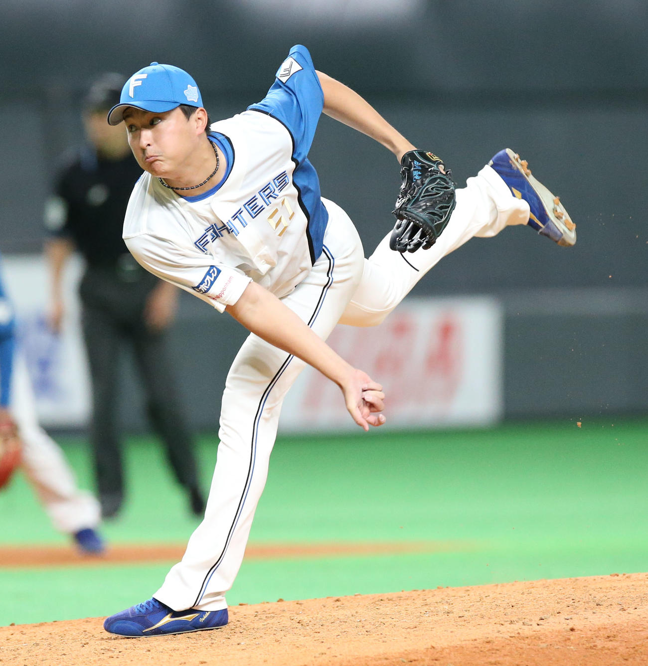 日本ハム対中日　日本ハム3番手の石川直（撮影・佐藤翔太）