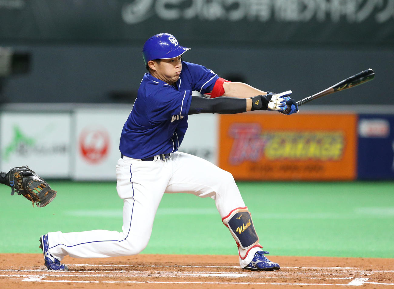 日本ハム対中日　2回表中日2死一塁、鵜飼は三振に終わる（撮影・佐藤翔太）