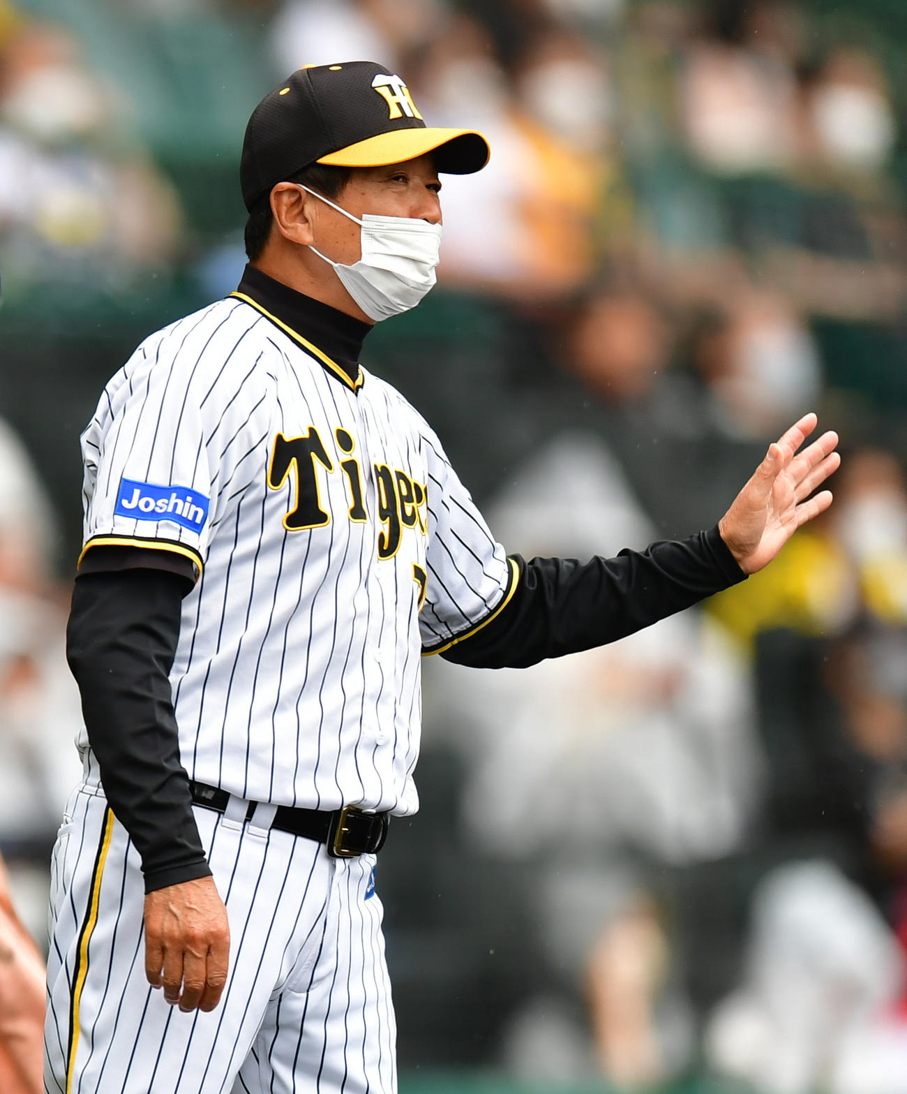 選手交代を告げる阪神平田2軍監督（2022年6月11日撮影）
