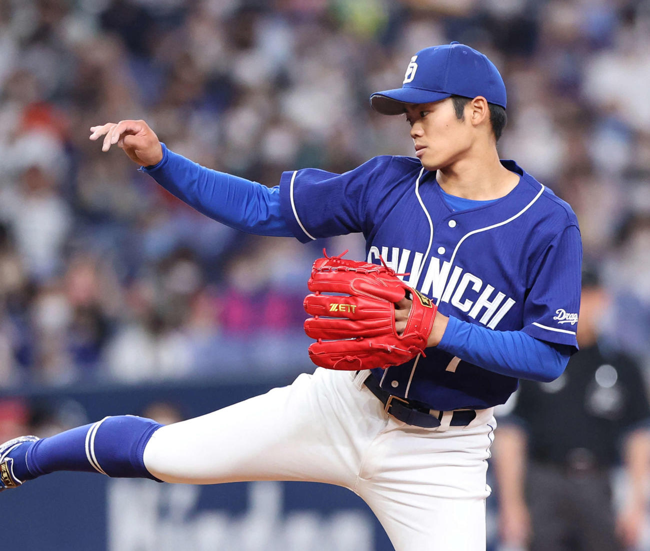 5月29日、オリックス戦の8回に登板し、無失点に抑えた中日根尾昂