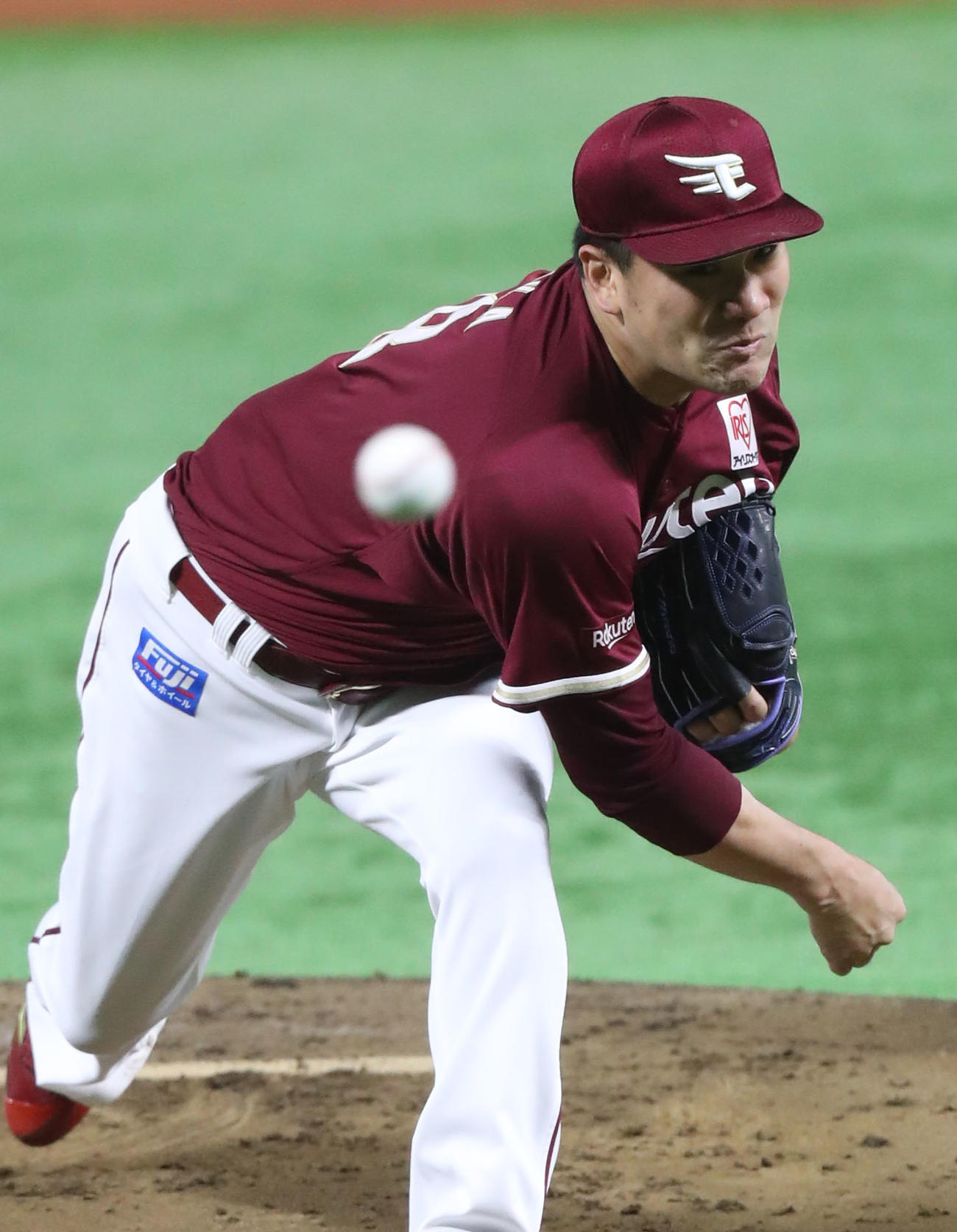 ソフトバンク対楽天　楽天先発の田中将（撮影・屋方直哉）