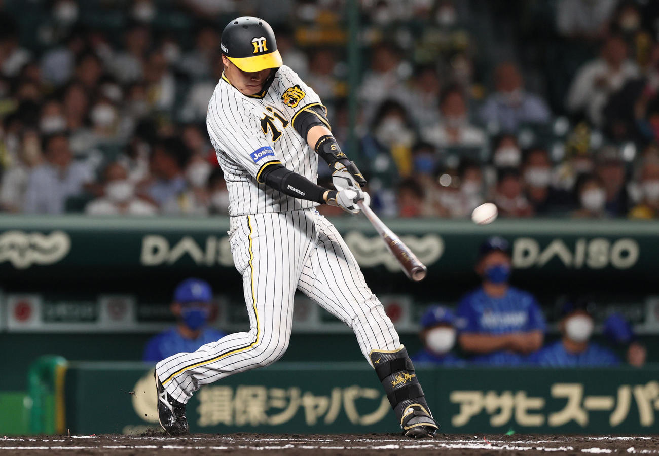 阪神対DeNA 6回裏阪神無死、大山は左越え本塁打を放つ（撮影・上山淳一）