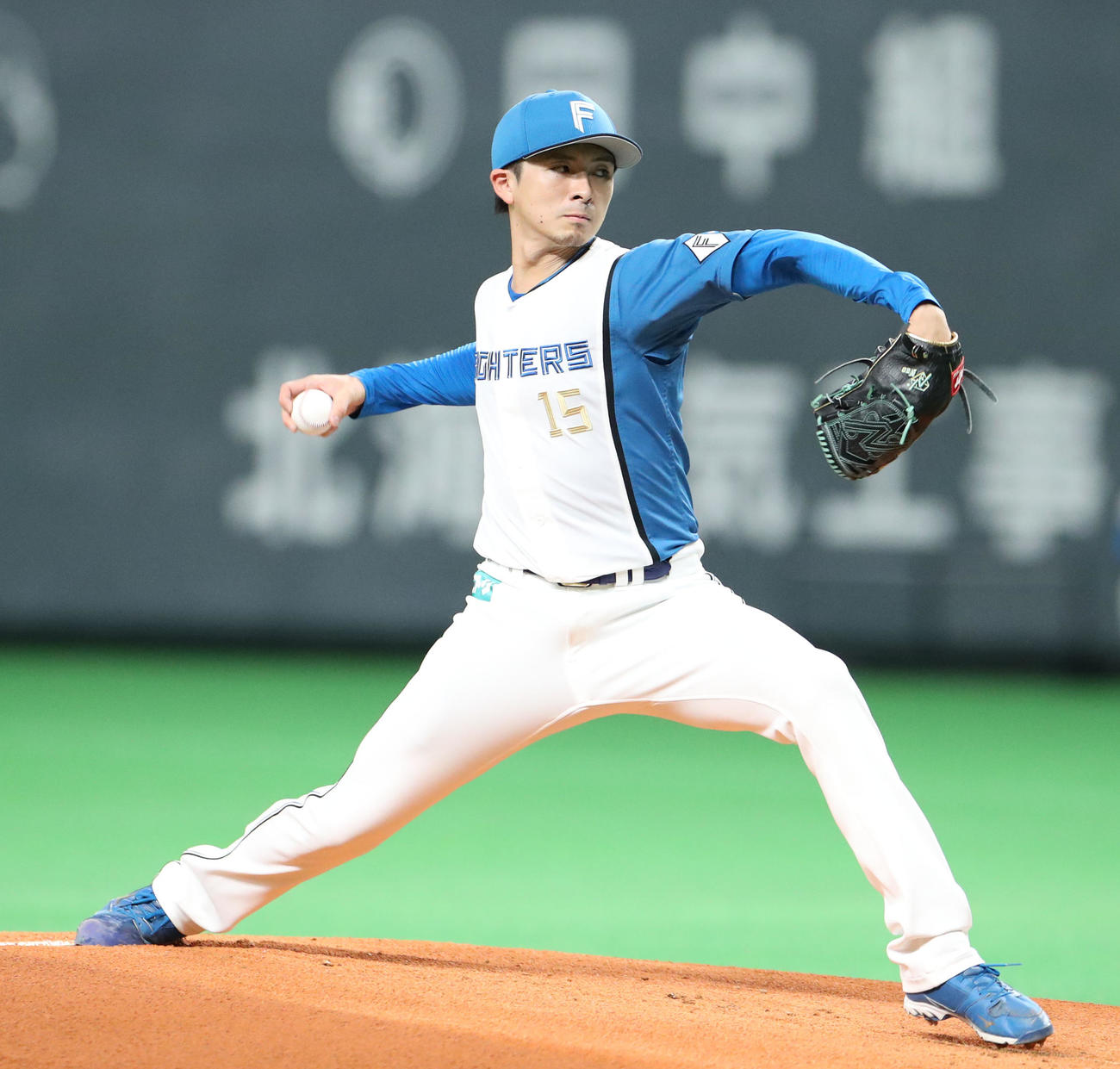 日本ハム対ロッテ　日本ハム先発の上沢（撮影・佐藤翔太）