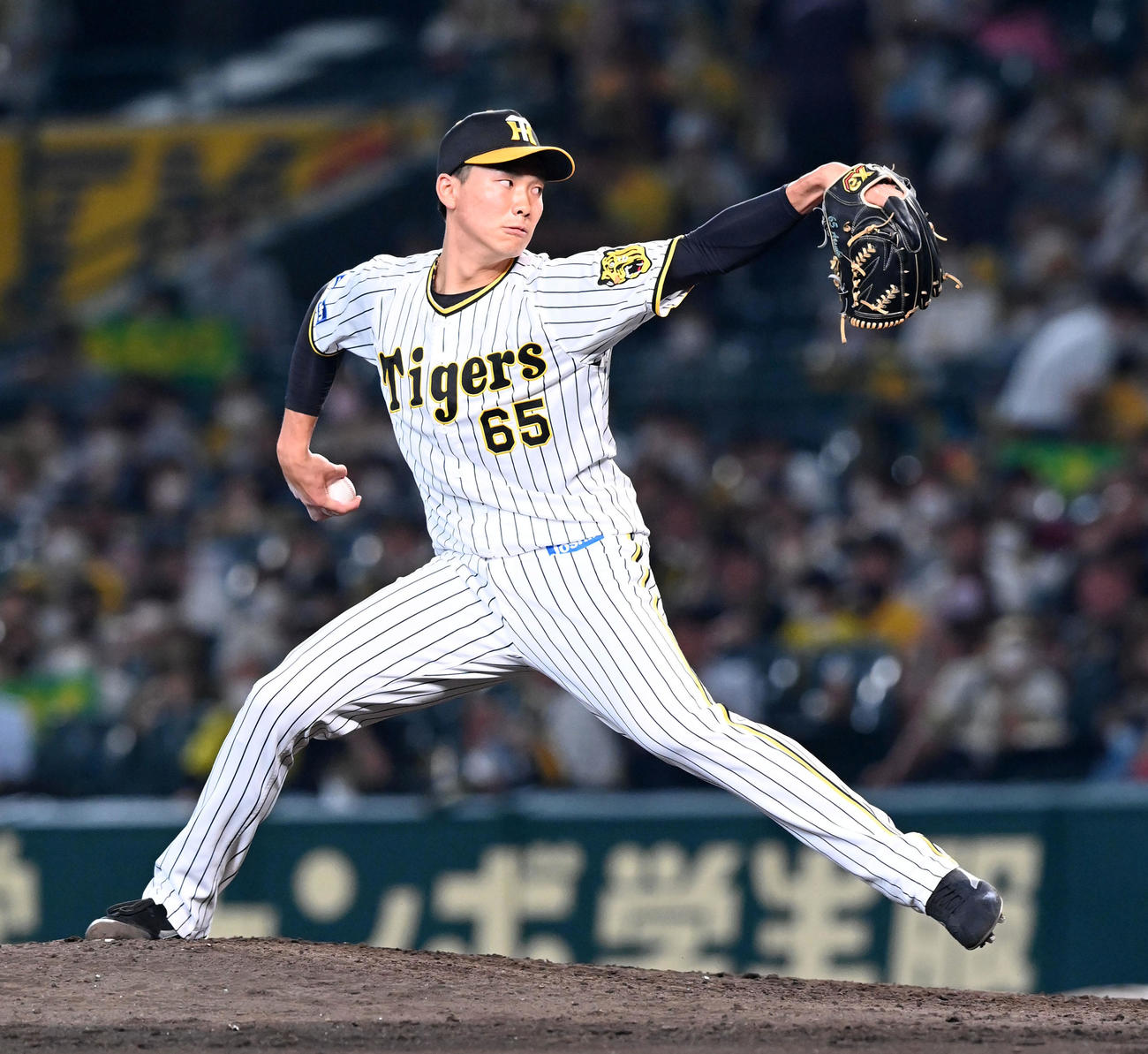 阪神対DeNA 8回に登板した湯浅（撮影・前岡正明）