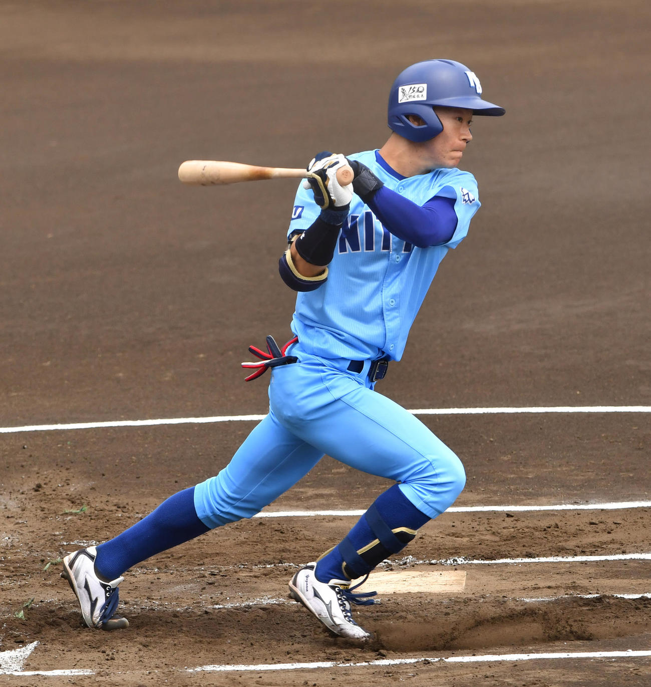 紅白戦、1回、日体大・矢沢は一塁ゴロに倒れる（撮影・柴田隆二）