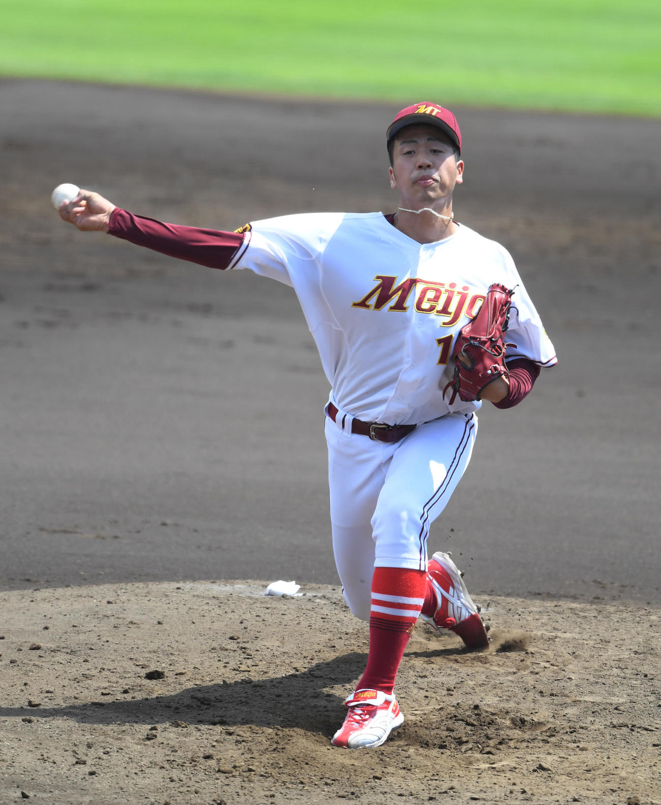 紅白戦に登板した名城大・松本（撮影・柴田隆二）
