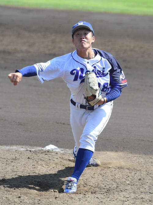 紅白戦に登板した東農大北海道オホーツク・伊藤（撮影・柴田隆二）