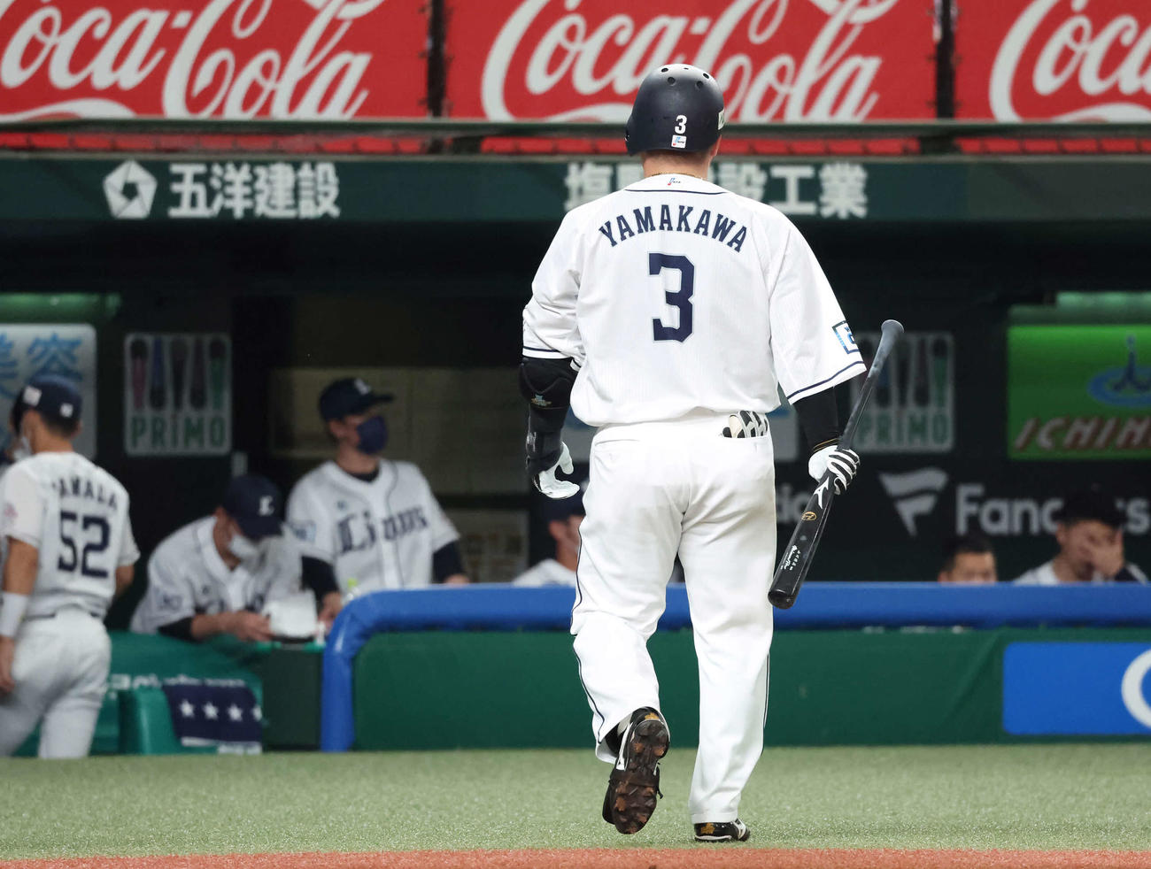 西武対オリックス　7回裏西武2死、山川は空振り三振に倒れる（撮影・丹羽敏通）