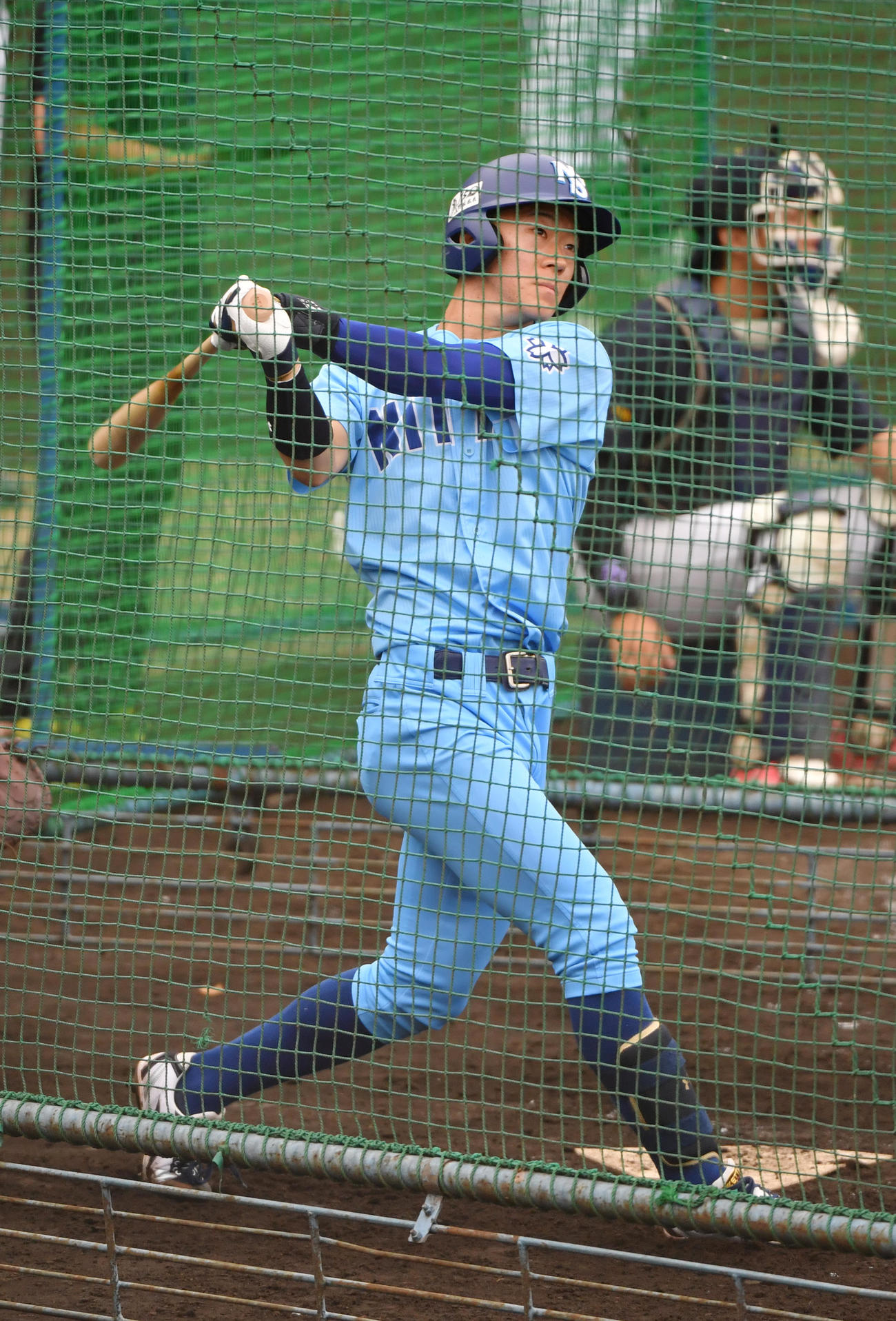 大学日本代表選考合宿でフリー打撃をする日体大・矢沢（撮影・柴田隆二）