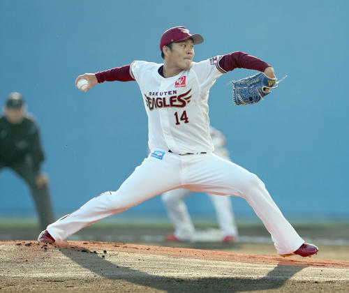 楽天対日本ハム　楽天先発の則本昂（撮影・佐藤翔太）