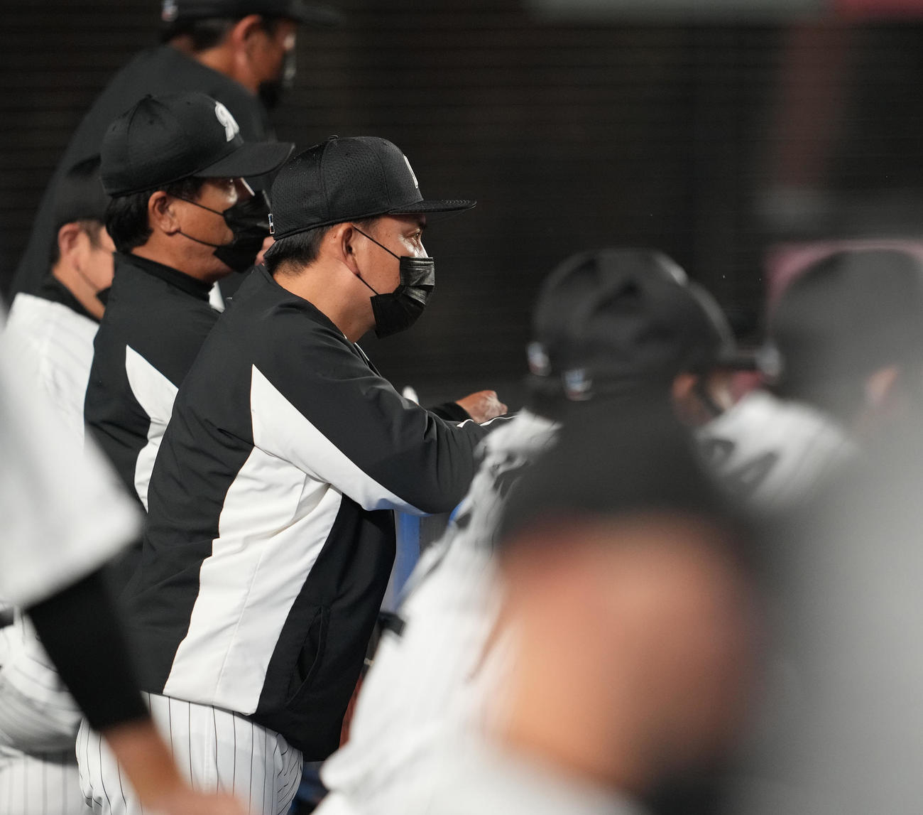 ロッテ対西武　ベンチで浮かない表情のロッテ井口監督（撮影・鈴木みどり）