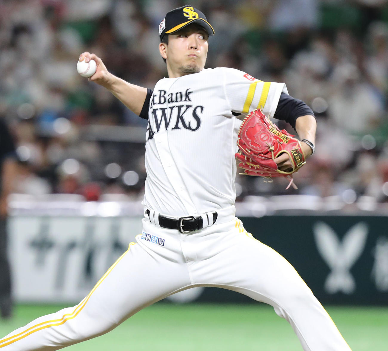 ソフトバンク対日本ハム　ソフトバンク先発の千賀（撮影・屋方直哉）