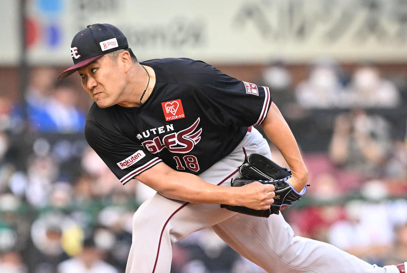 楽天対西武　楽天先発の田中将（撮影・滝沢徹郎）