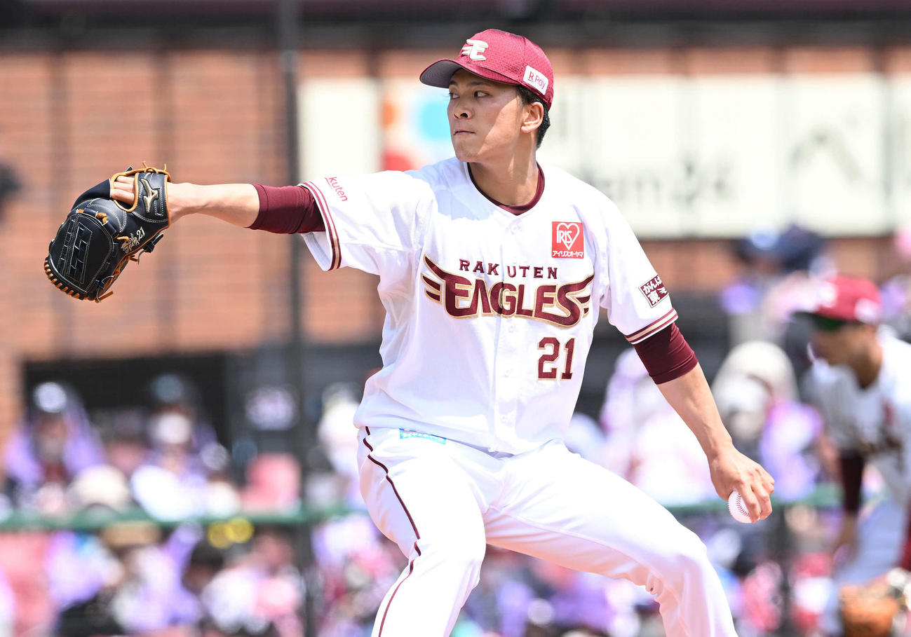 楽天対西武　楽天先発の早川（撮影・滝沢徹郎）