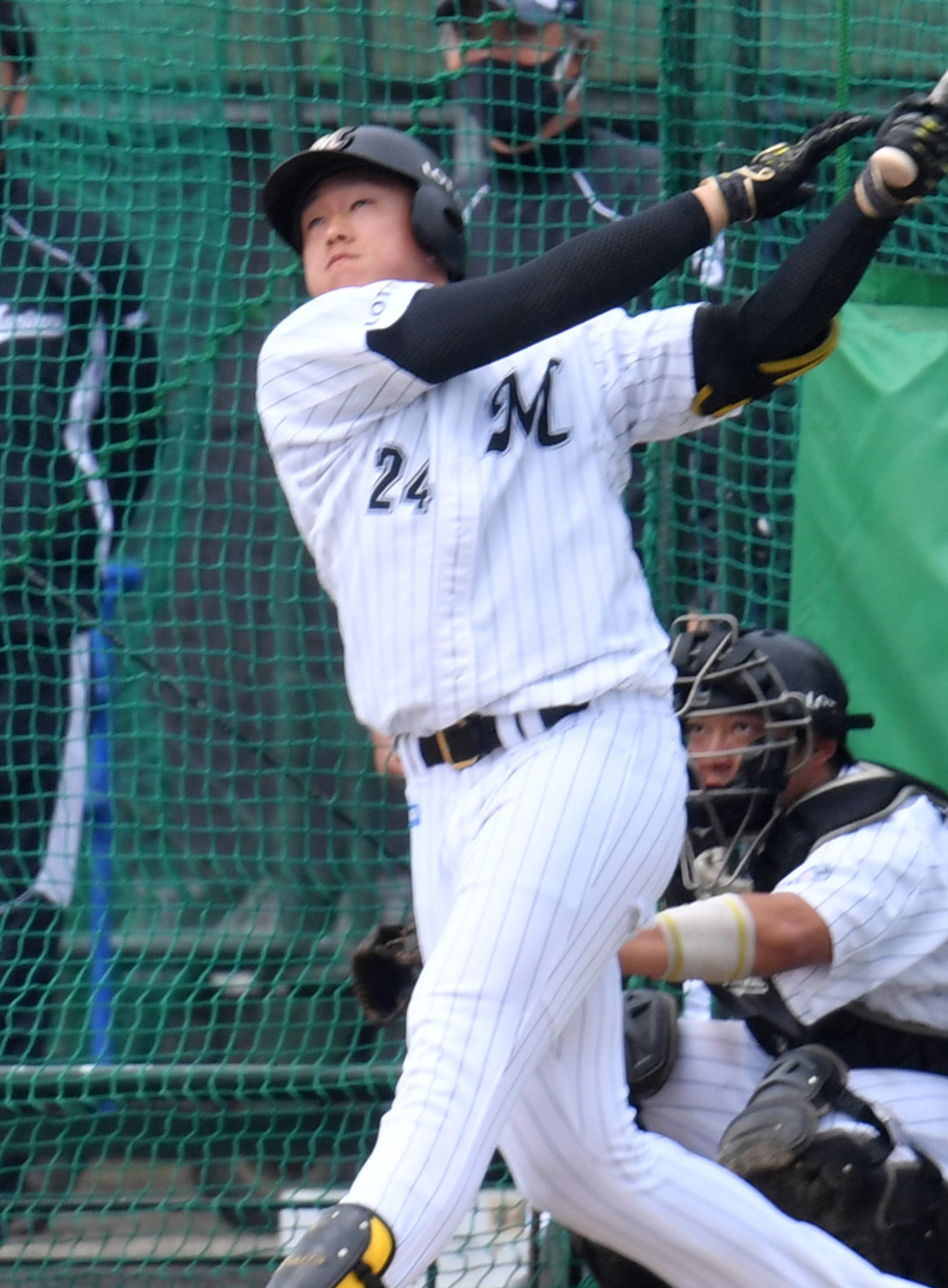 ロッテ山本大（22年2月4日撮影）