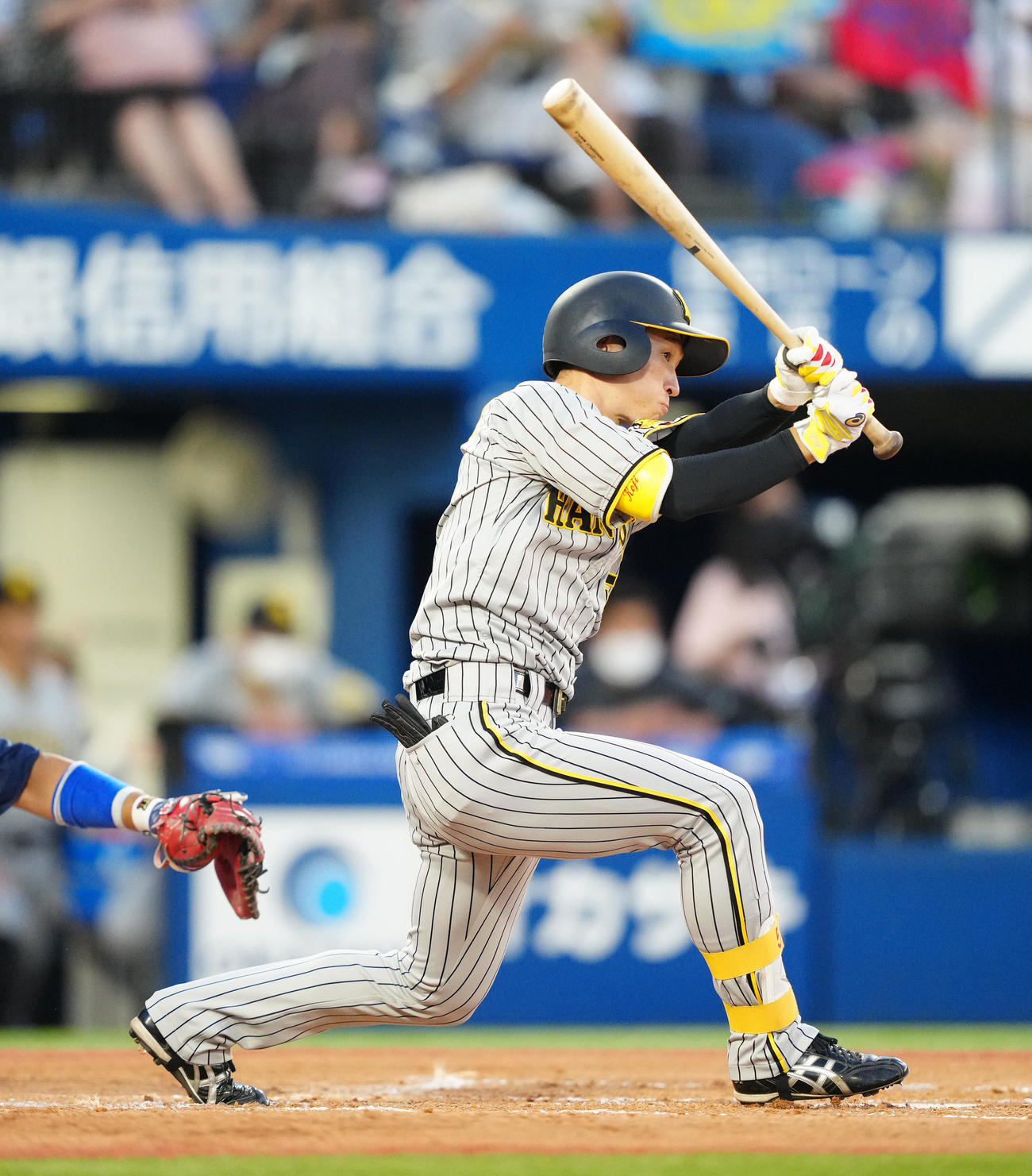 DeNA対阪神　3回表阪神2死一塁、右前打を放つ近本（撮影・江口和貴）
