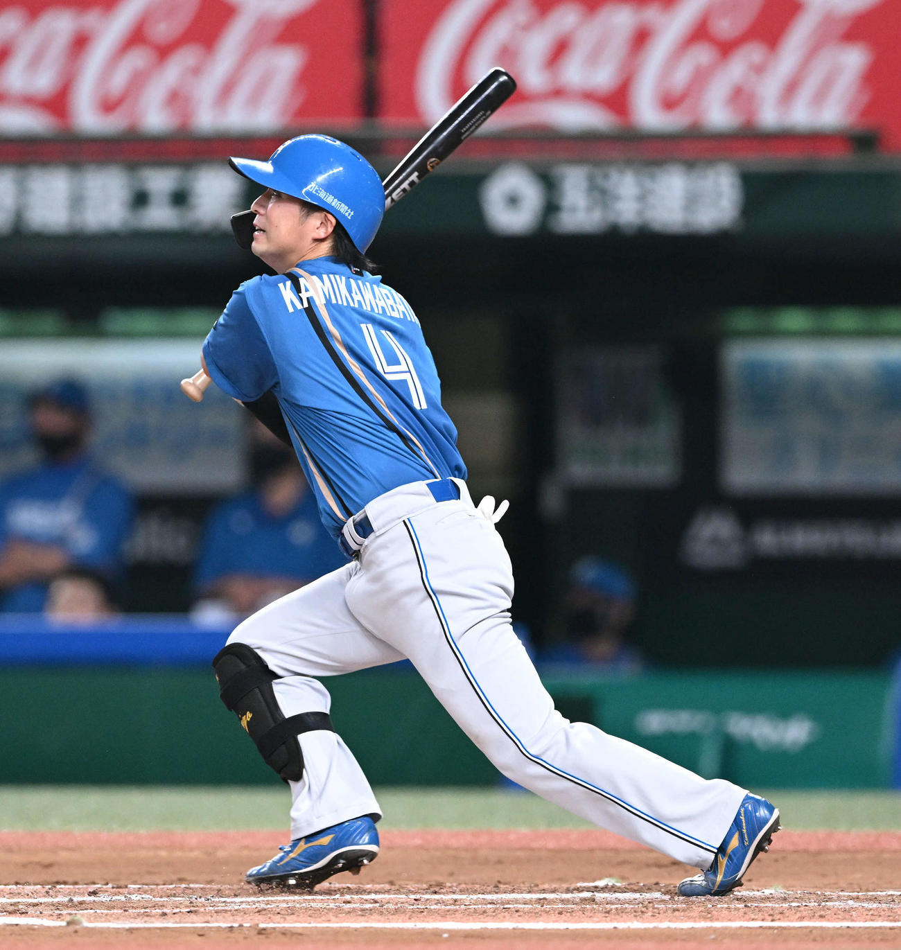 西武対日本ハム　6回表日本ハム2死二塁、上川畑はフェンス直撃の適時二塁打を放つ（撮影・滝沢徹郎）