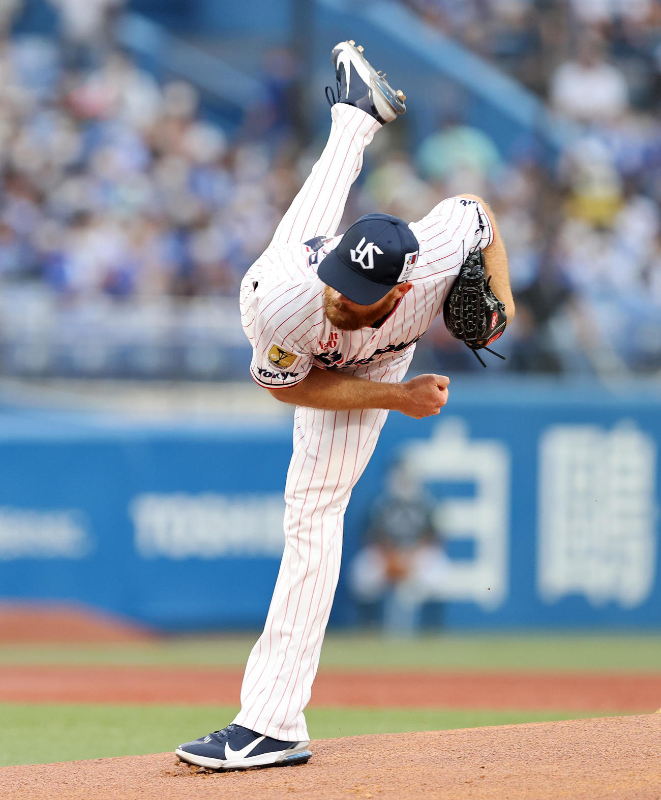 ヤクルト対DeNA　力投するヤクルト先発のサイスニード（撮影・鈴木正人）