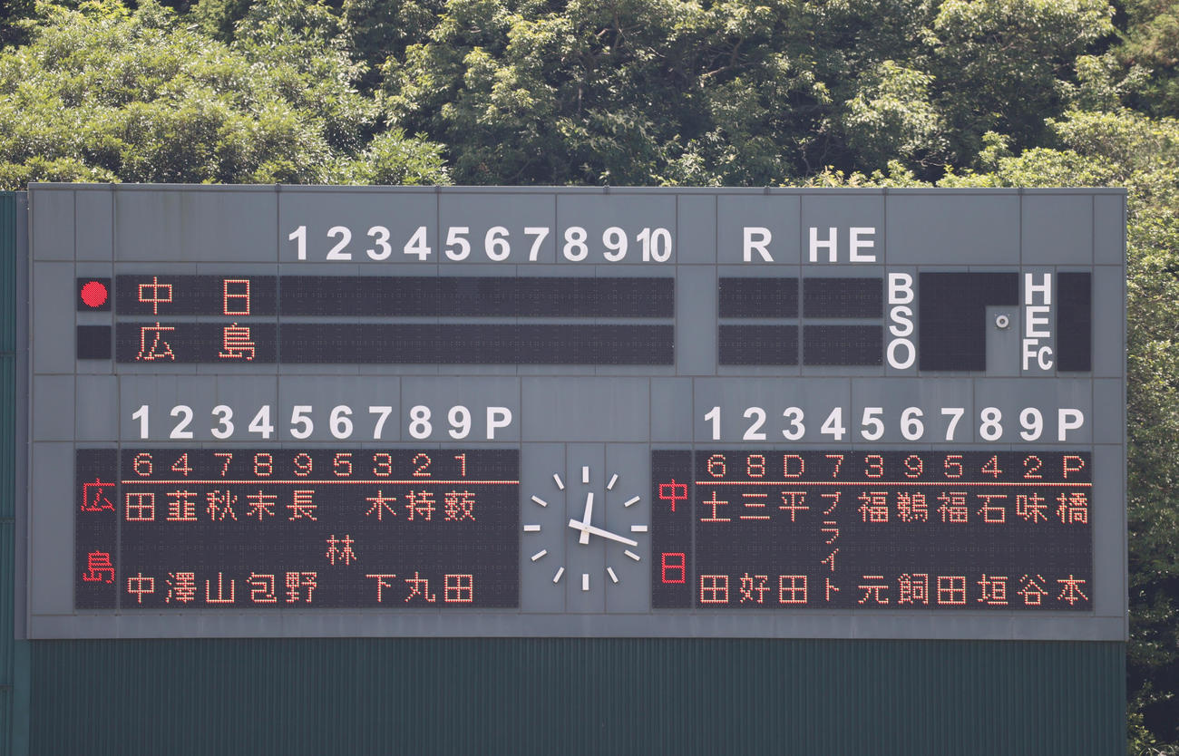 広島対中日　左翼手3番でスタメン出場する広島秋山（撮影・上山淳一）